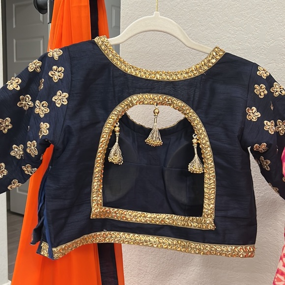 Chaniya choli..blue and pink lehenga with orange duputta..Indian clothing.. - Picture 3 of 9